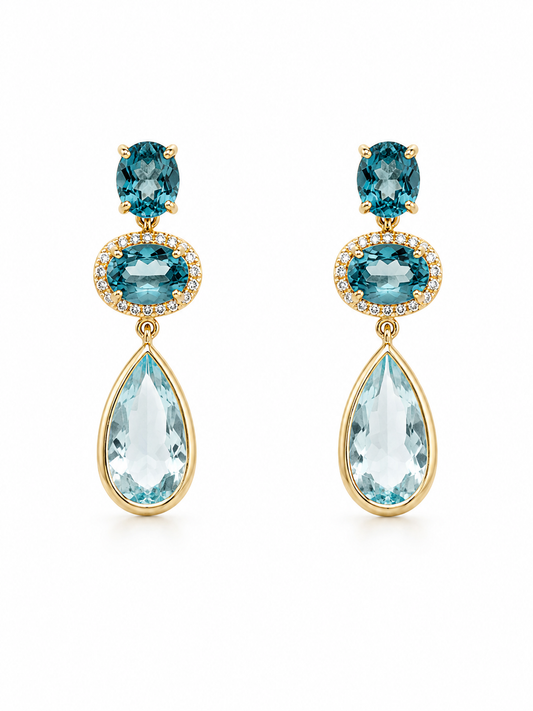 Ocean Mist Aquamarine & Diamond Earrings