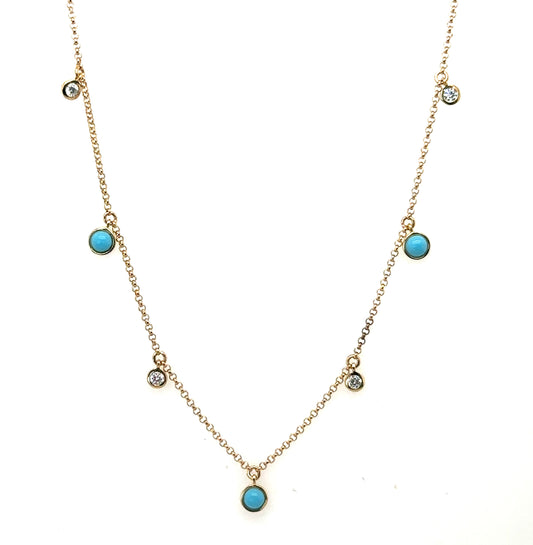 Cindy Turquoise and Diamond Necklace