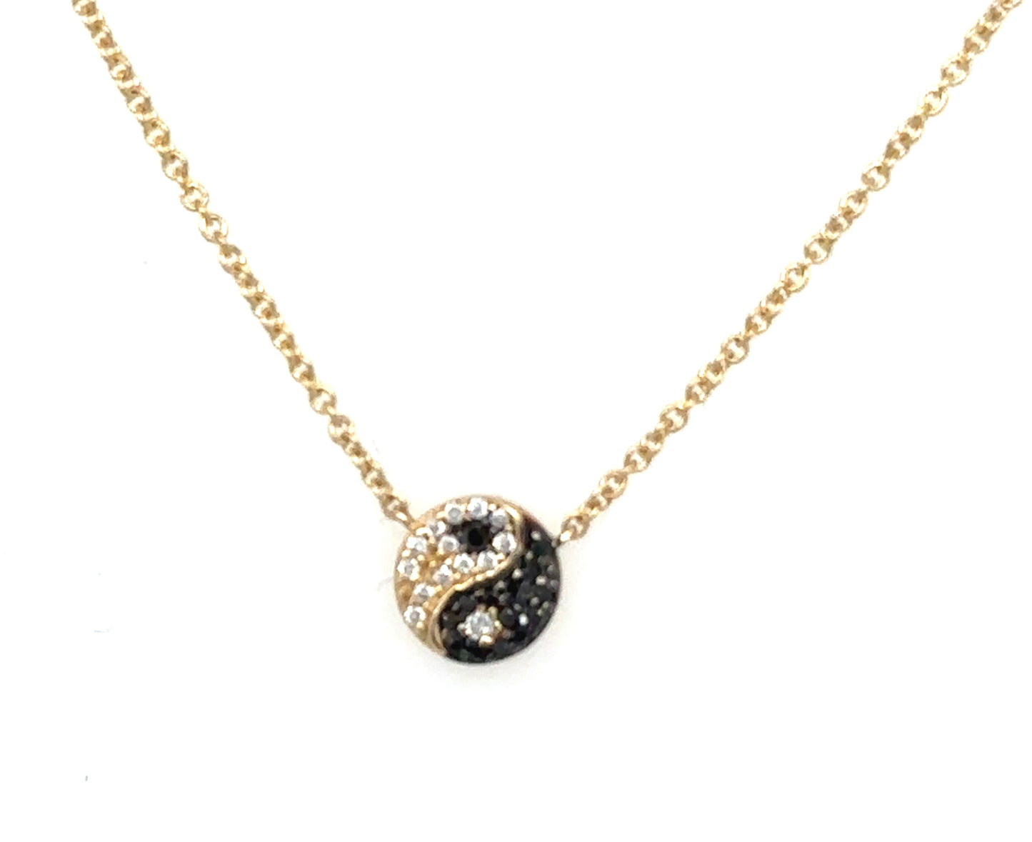 Pave Black and White Diamond Yin Yang Necklace