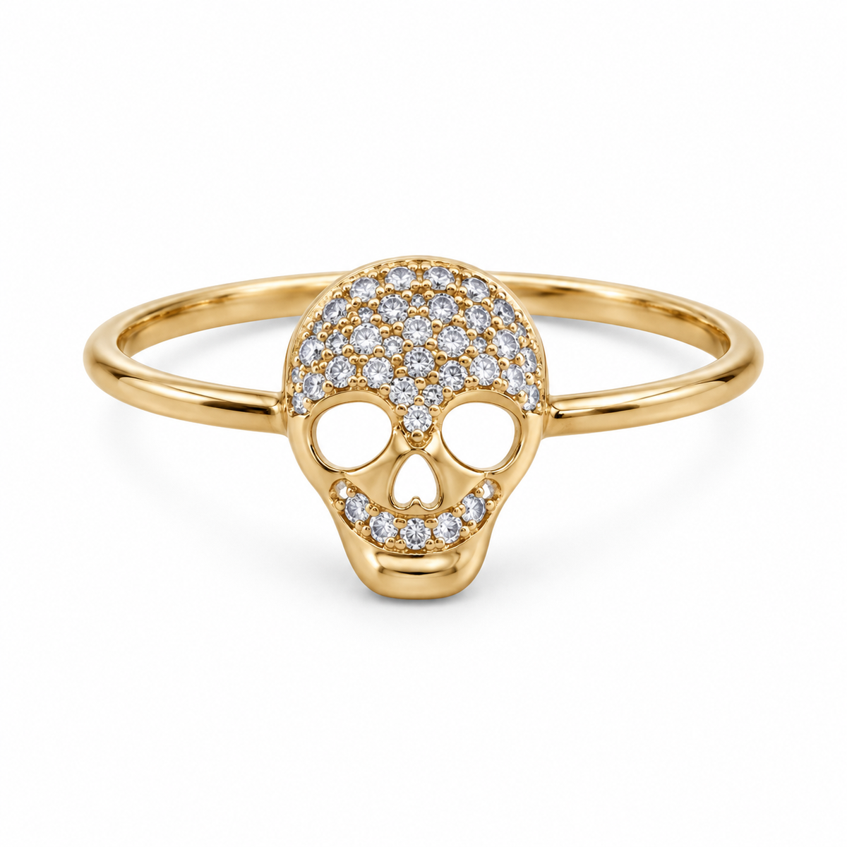 14k Baby Diamond Skull Ring