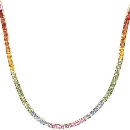 Multi Color Sapphire Tennis Necklace