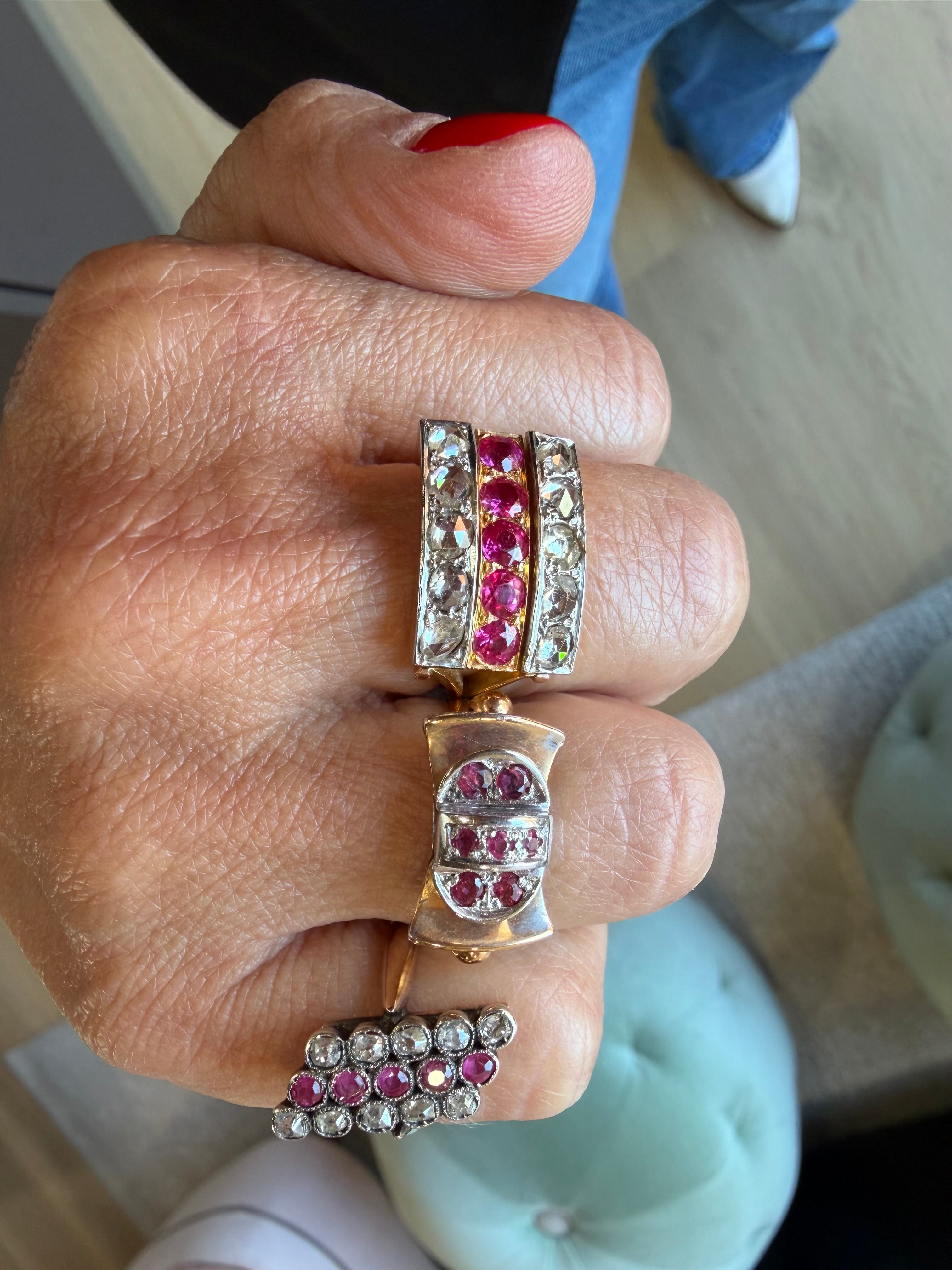 Vintage Italian Ruby & Diamond Ring