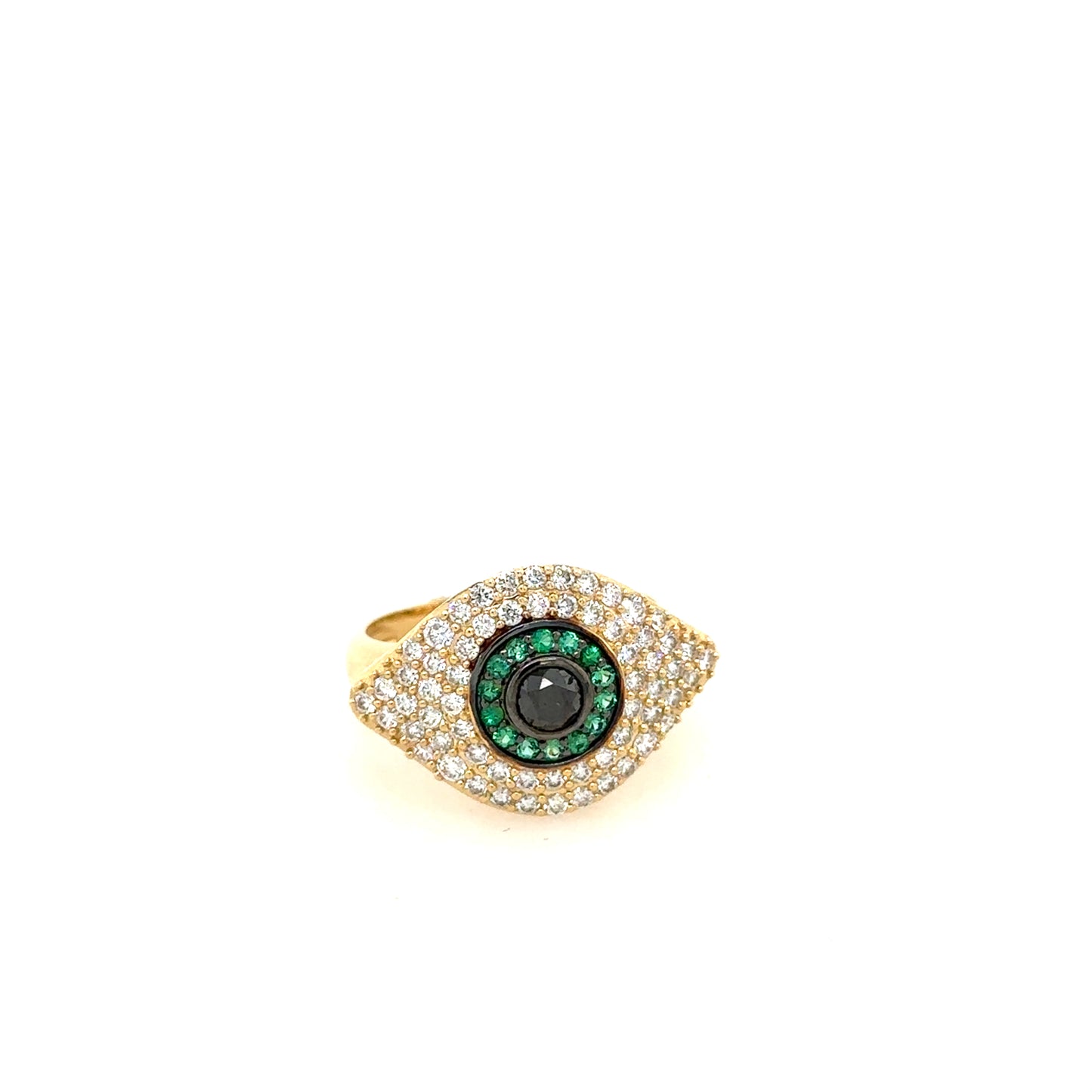 Emerald Halo Evil Eye Ring