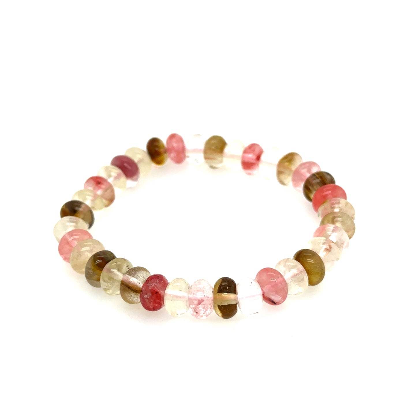 Breast Cancer Awareness Multi Tourmaline Beaded Stretch Bracelet