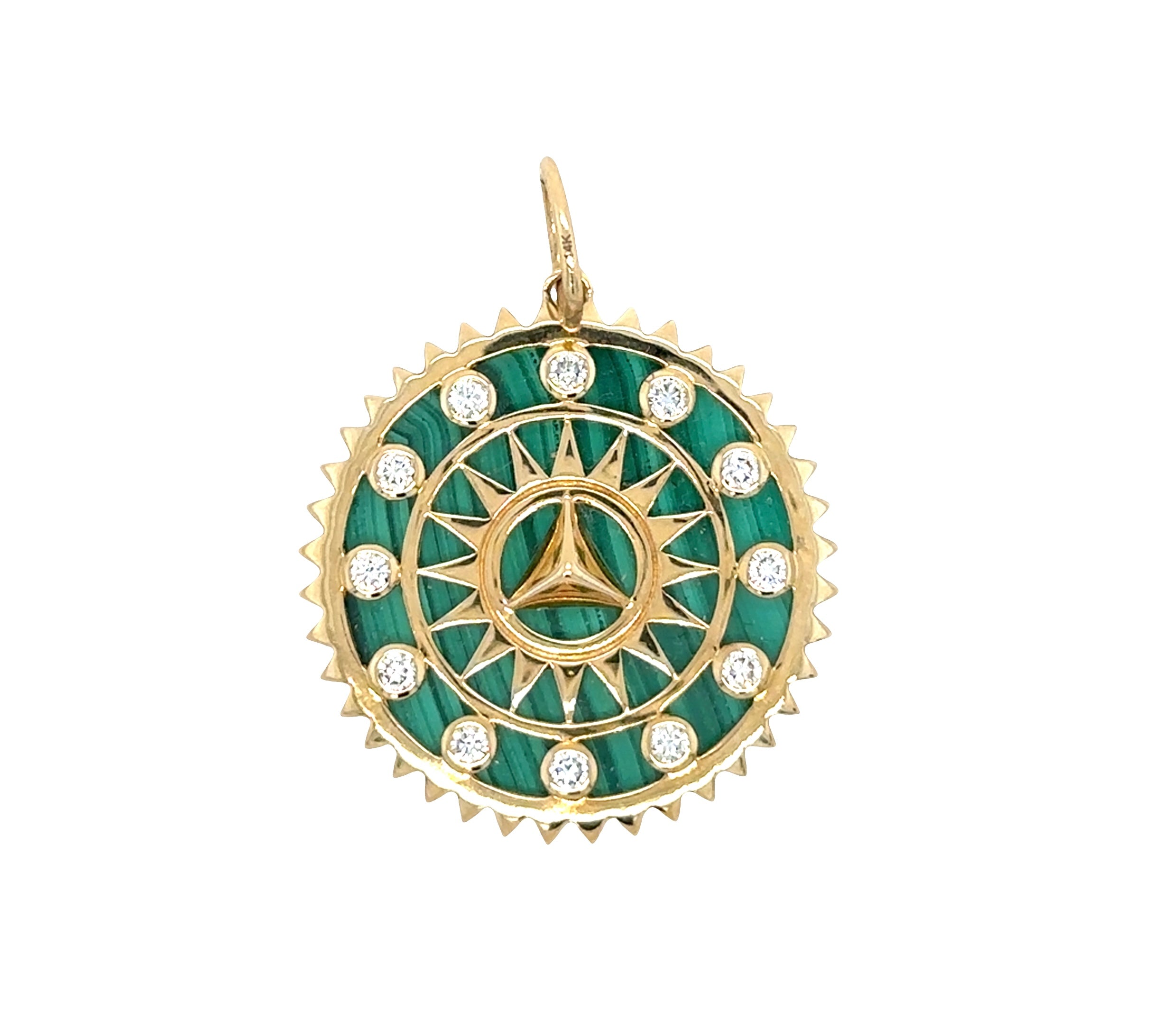 Malachite Sunburst Compass Pendant