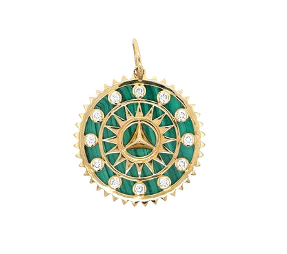 Malachite Sunburst Compass Pendant