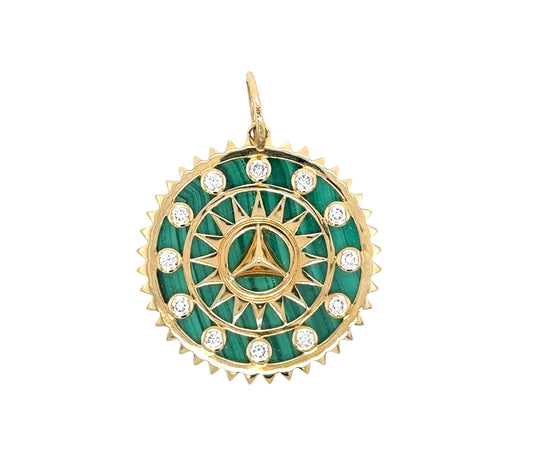 Malachite Sunburst Compass Pendant