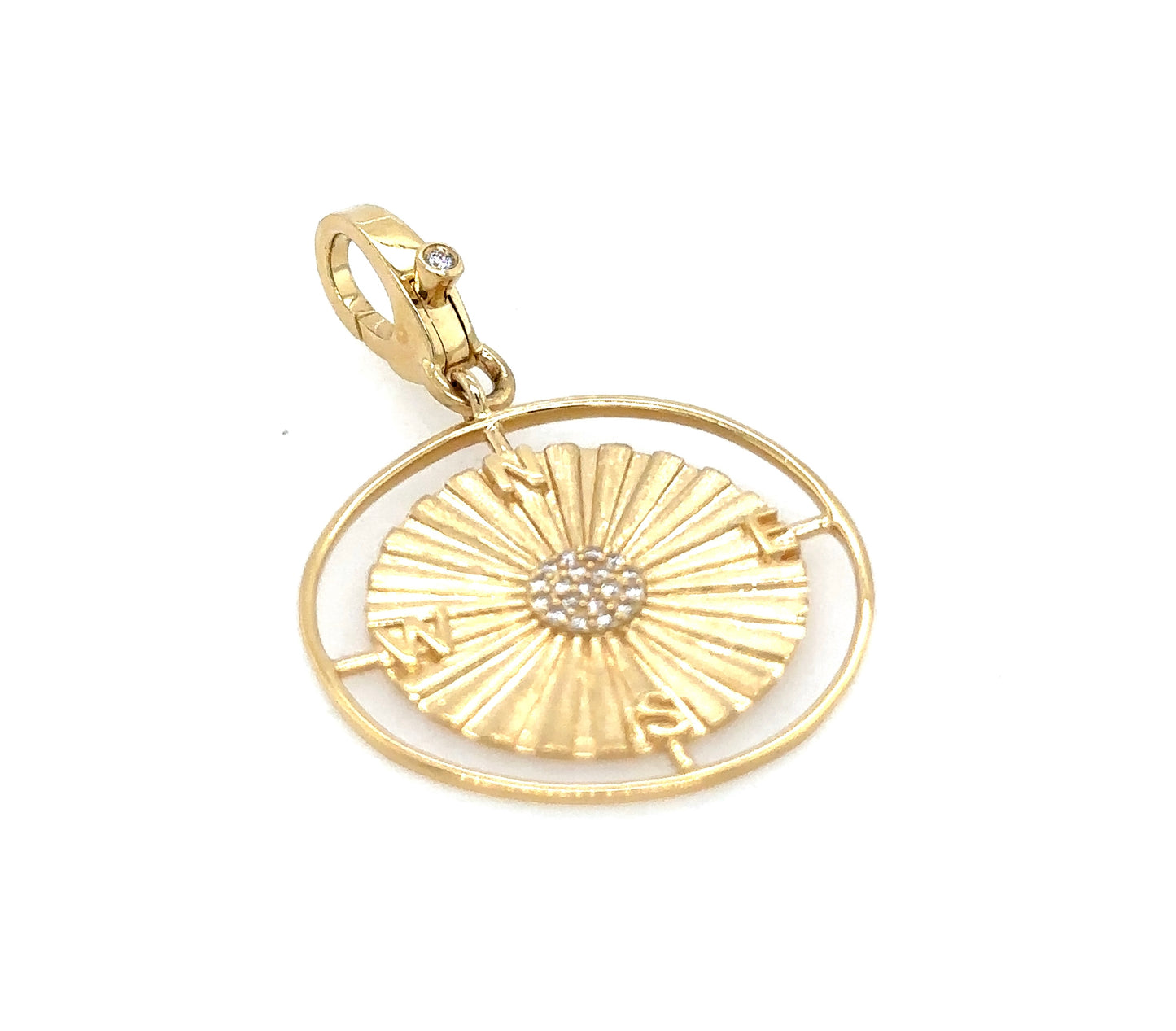 Fluted Compass Diamond Enhacer Pendant