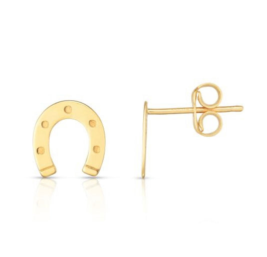 14k Gold Lucky Horseshoe Earrings