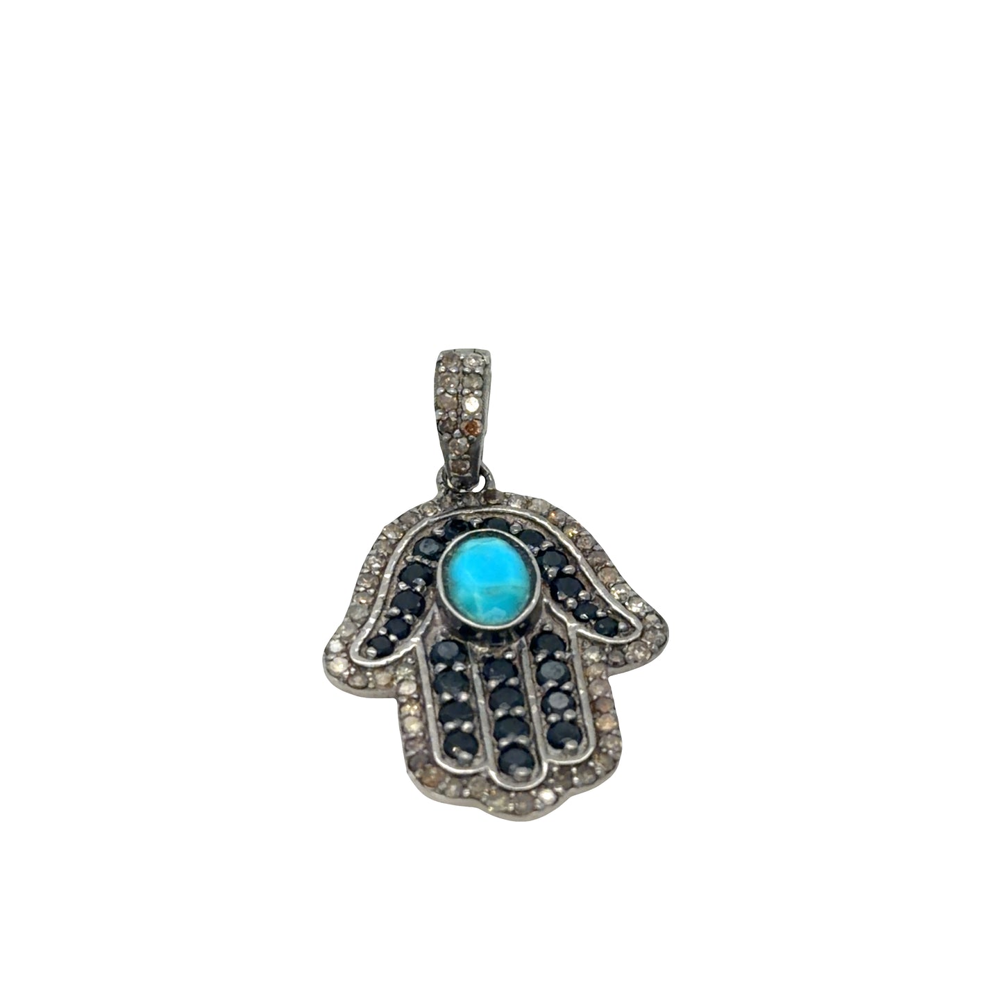 Sterling Silver Turquoise Hamsa Pendant