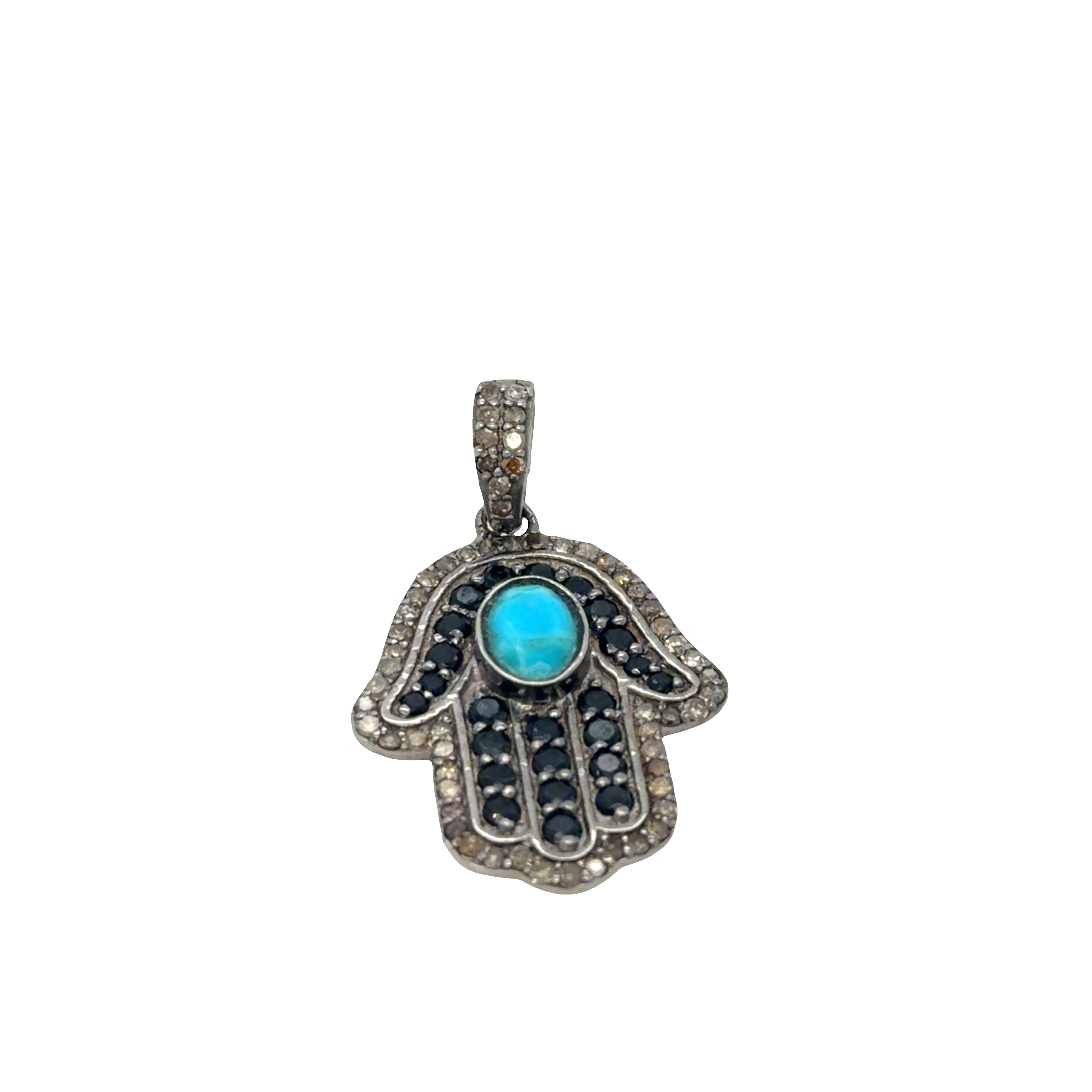 Sterling Silver Turquoise Hamsa Pendant