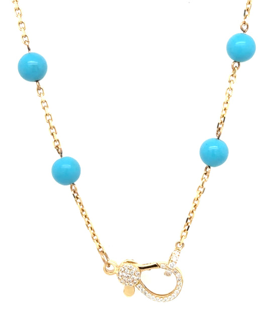 Sky Turquoise & Diamond Necklace