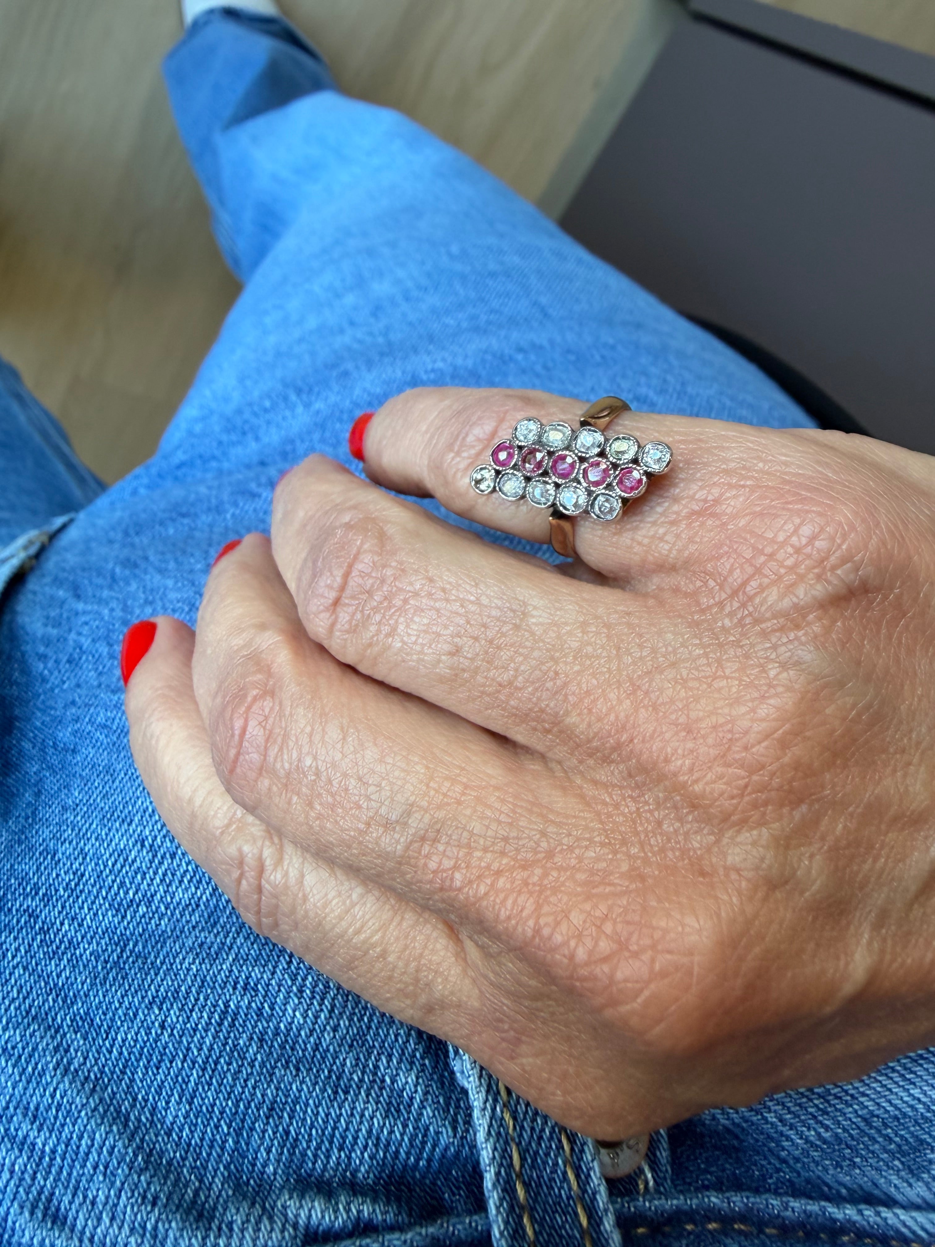 Vintage Italian Ruby & Diamond Ring