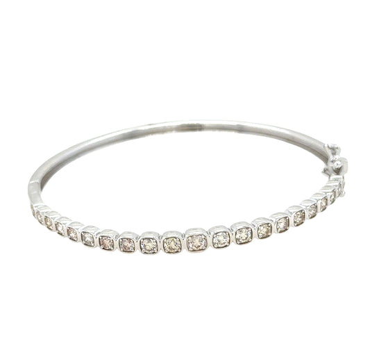 Sterling Silver - Bezel Set Diamond Bracelet