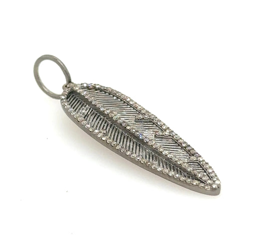 Sterling Silver Diamond Feather Pendant