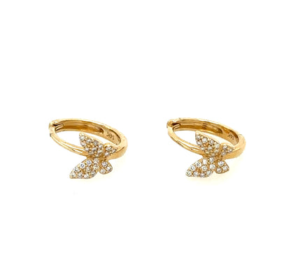 Pave Diamond Baby Butterfly Huggie Hoop Earrings