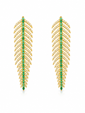 14k Emerald & Diamond Feather Earrings