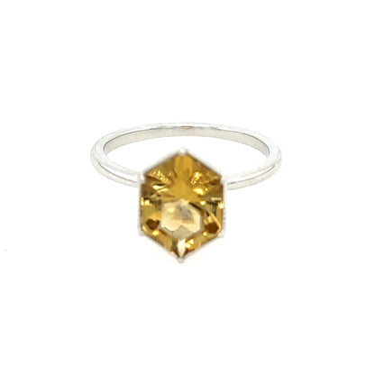 Elongated Hexagon - Citrine Ring