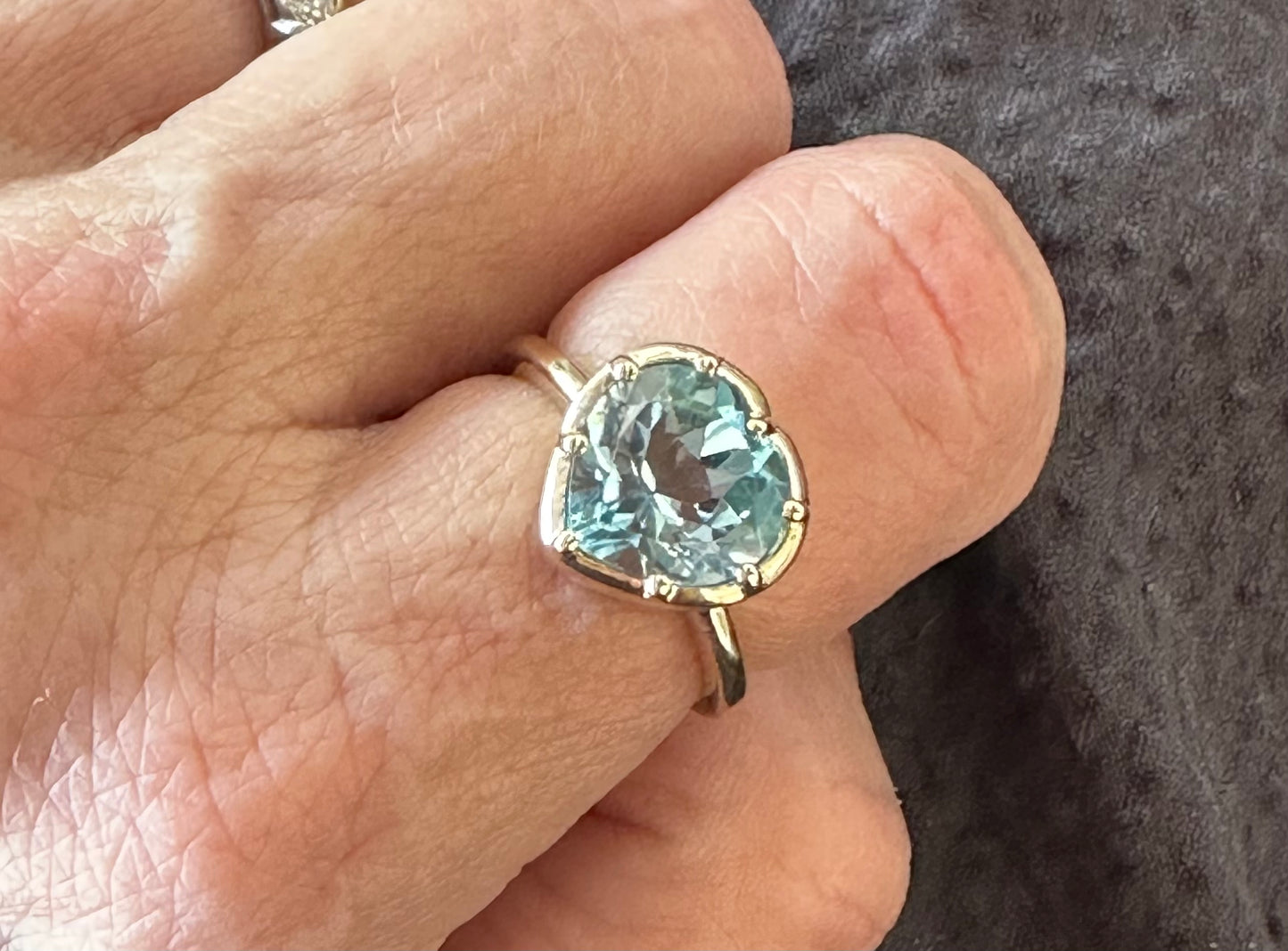 Blue Topaz Heart Ring