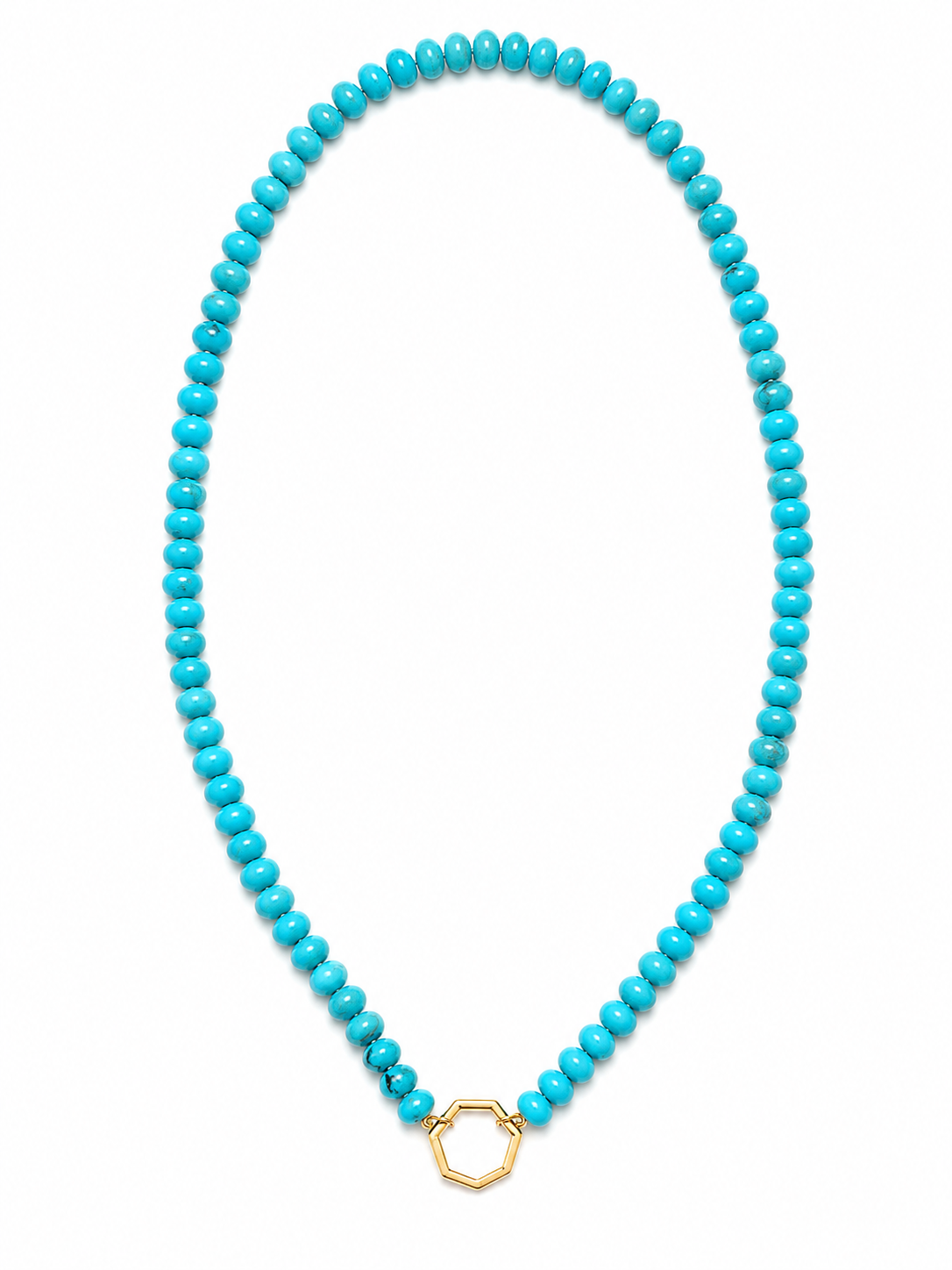14k Turquoise Bead Hexagon Necklace