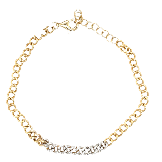 14k Diamond Curb Chain Bracelet