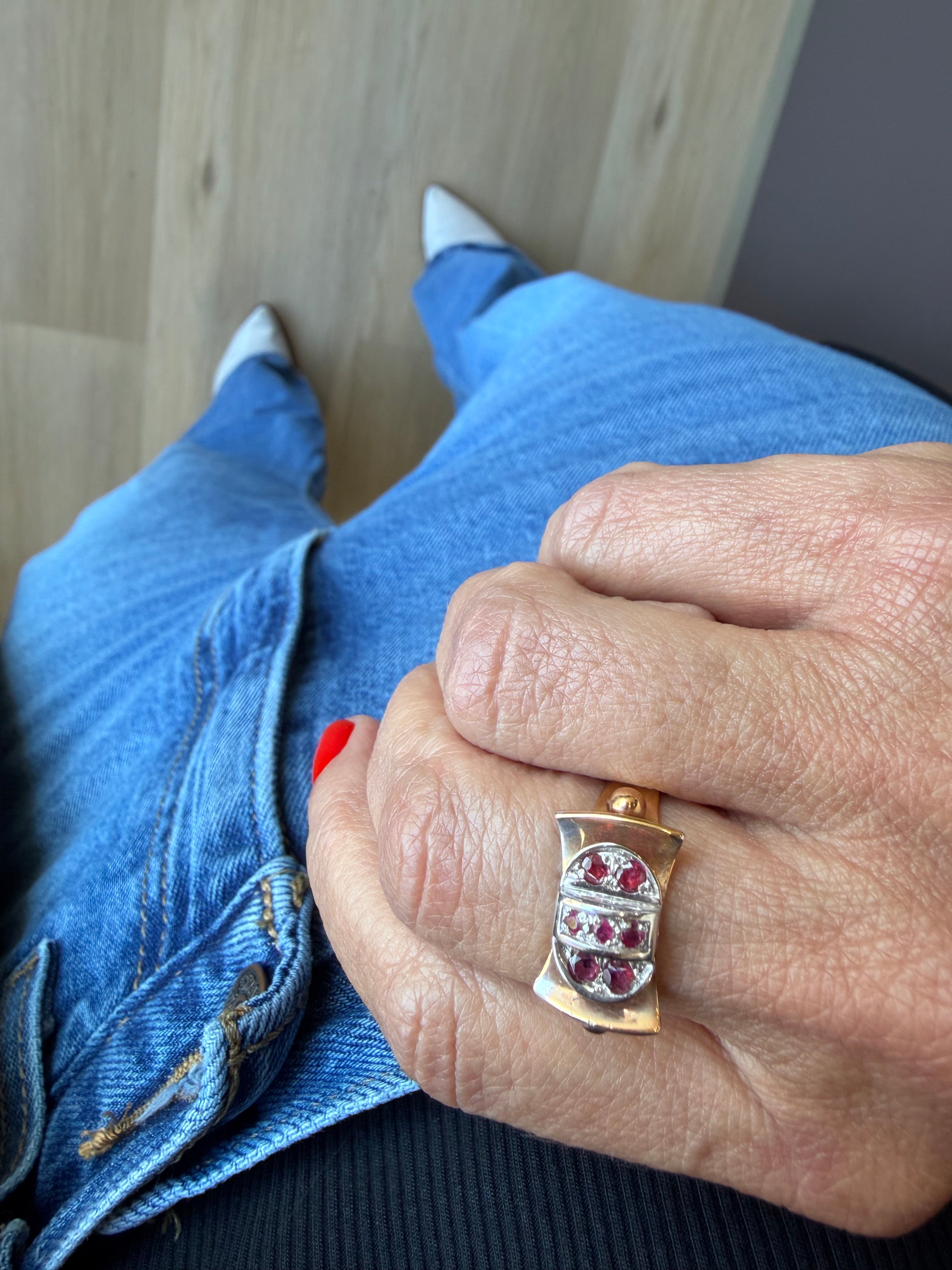 Vintage French Ruby Ring 18k Gold