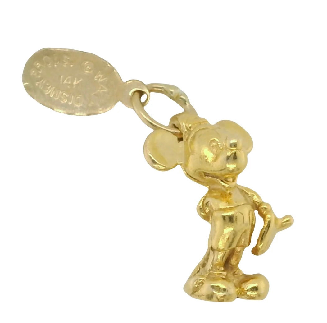 Vintage 1970s Walt Disney Mickey Mouse 14k Gold 3D Charm