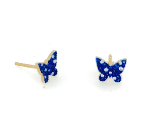 Olina Gemstone and Gold Butterfly Stud Earrings