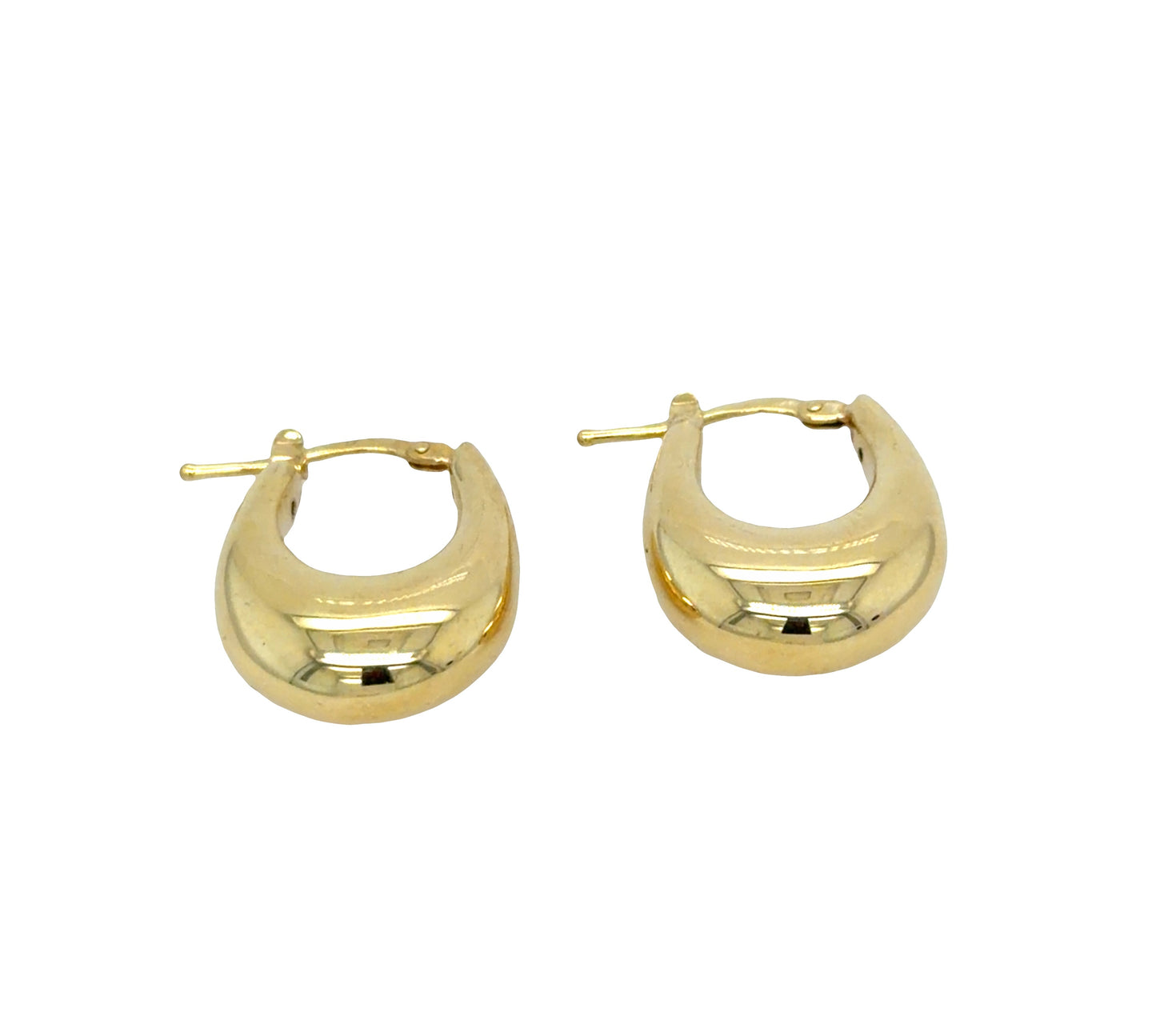 14K Yellow Gold Puffy Huggie Earrings