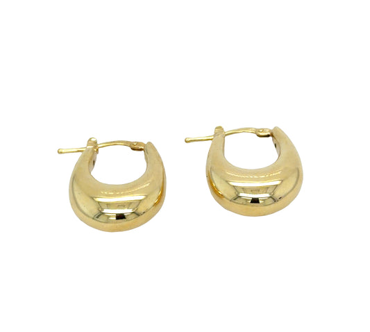 14K Yellow Gold Puffy Huggie Earrings
