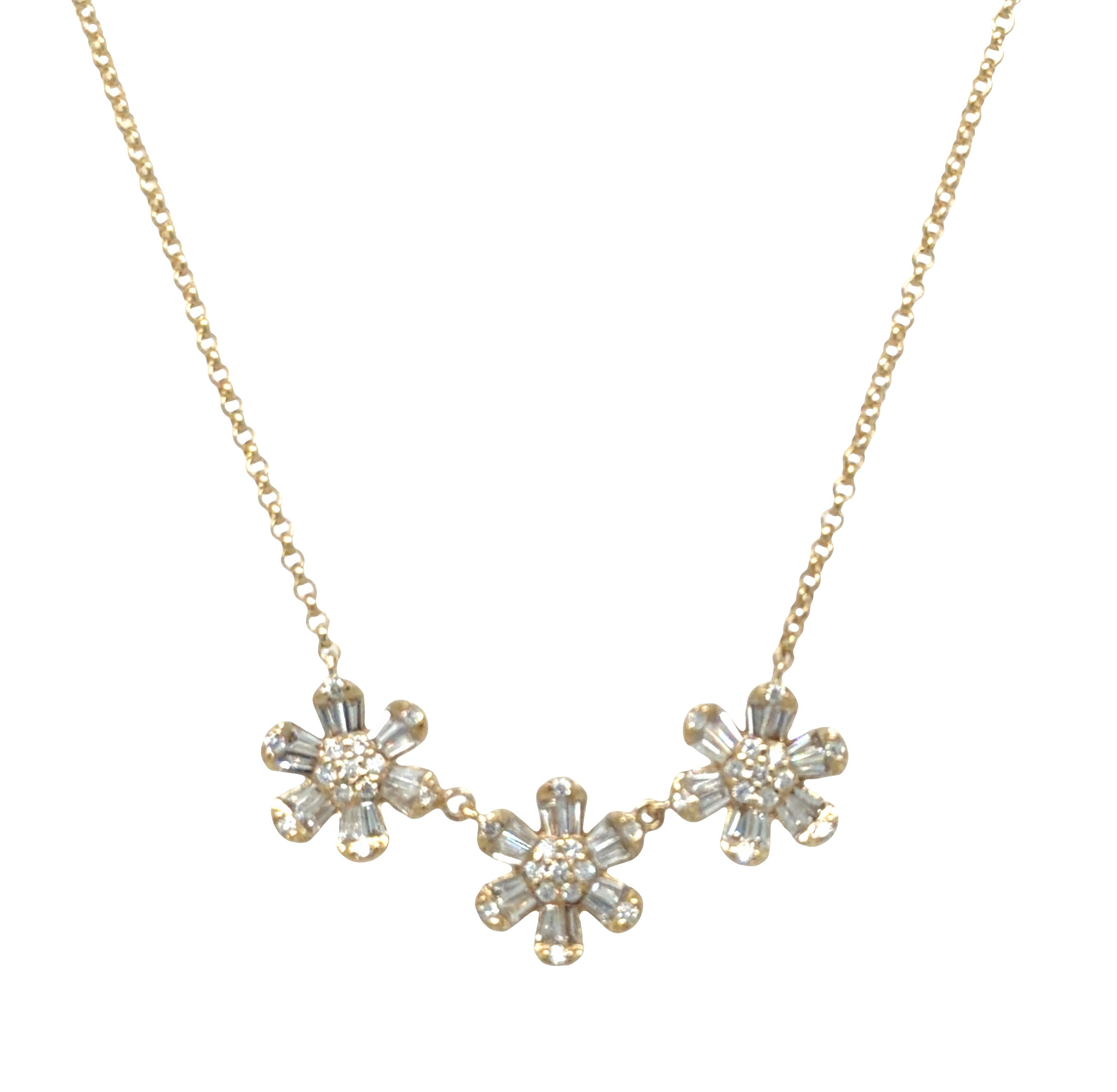 Triple Diamond Flower Necklace
