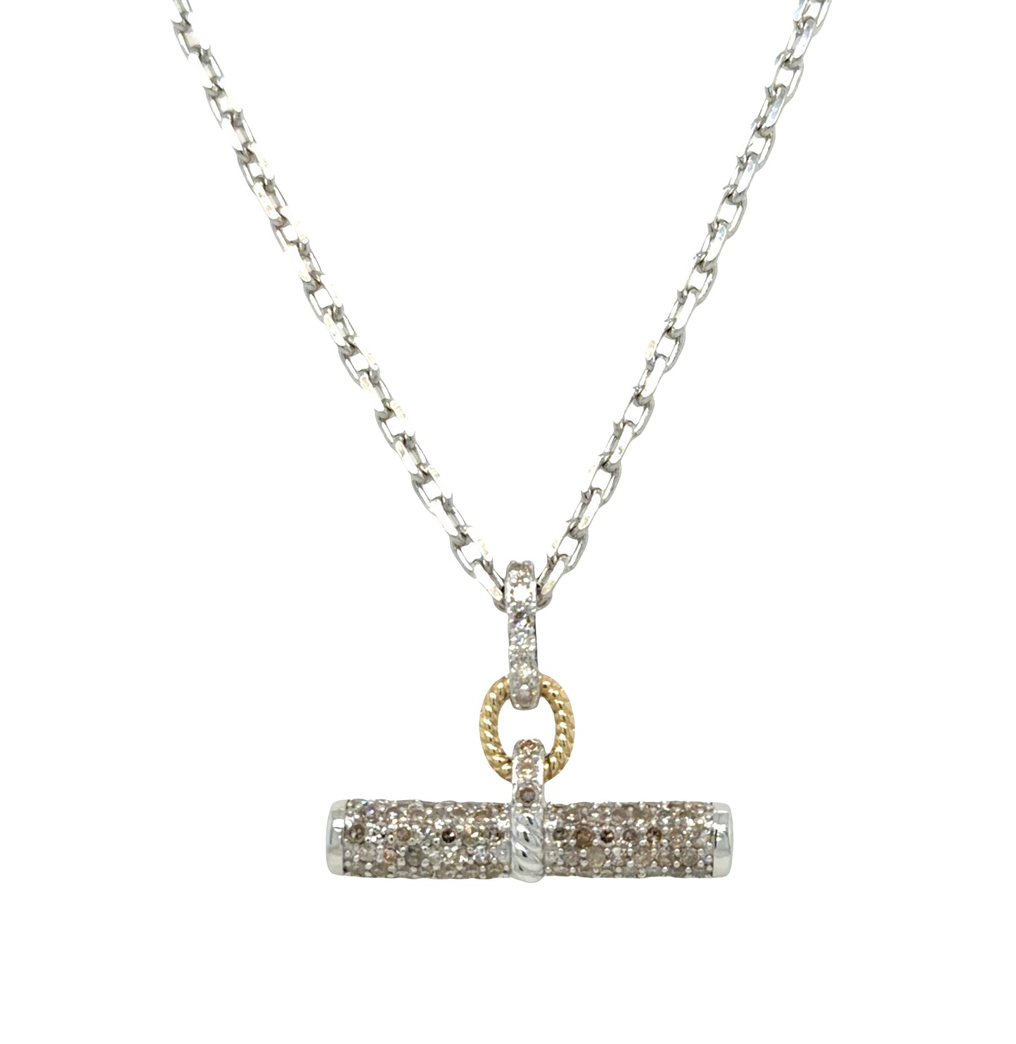 Sterling Silver Diamond Toggle Necklace