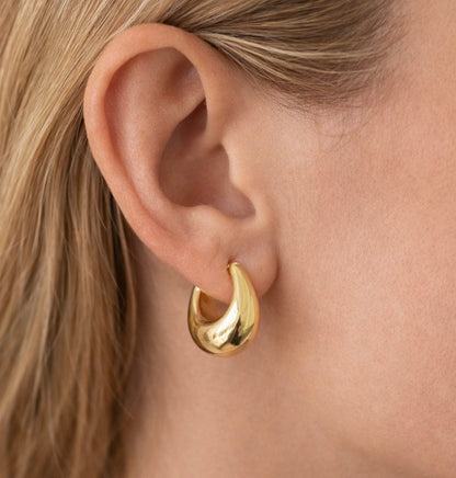 14K Yellow Gold Puffy Huggie Earrings