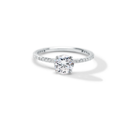 JBJ Solitaire Diamond Pave Engagement Ring