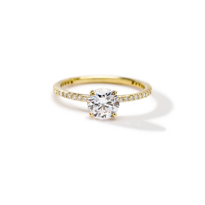 JBJ Solitaire Diamond Pave Engagement Ring