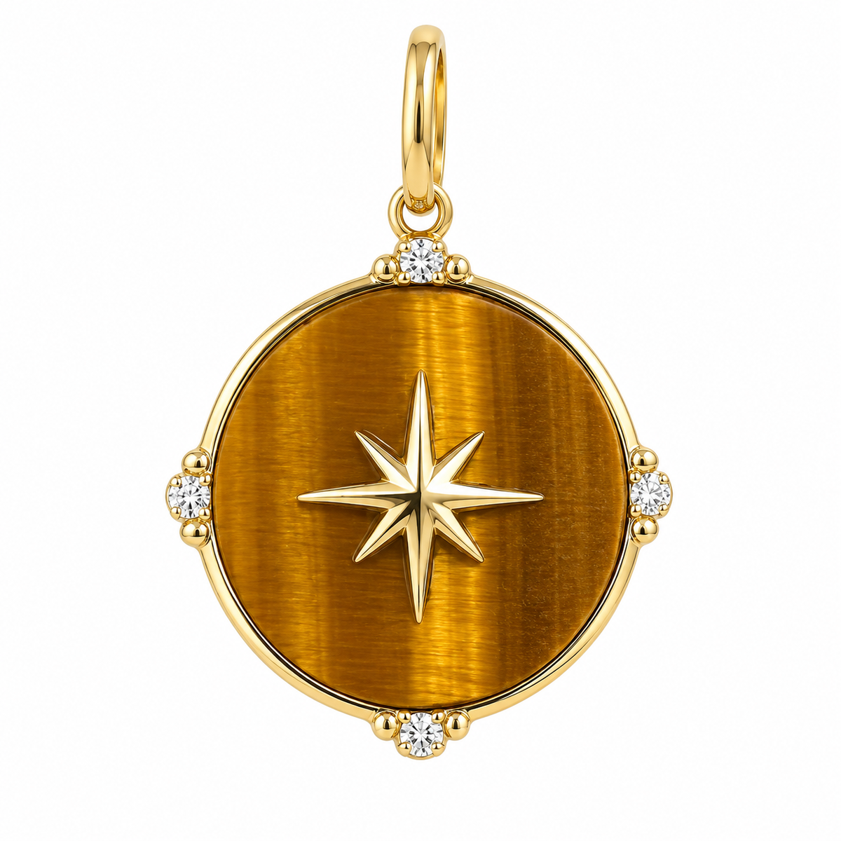 Tiger’s Eye & Diamond Starburst Pendant