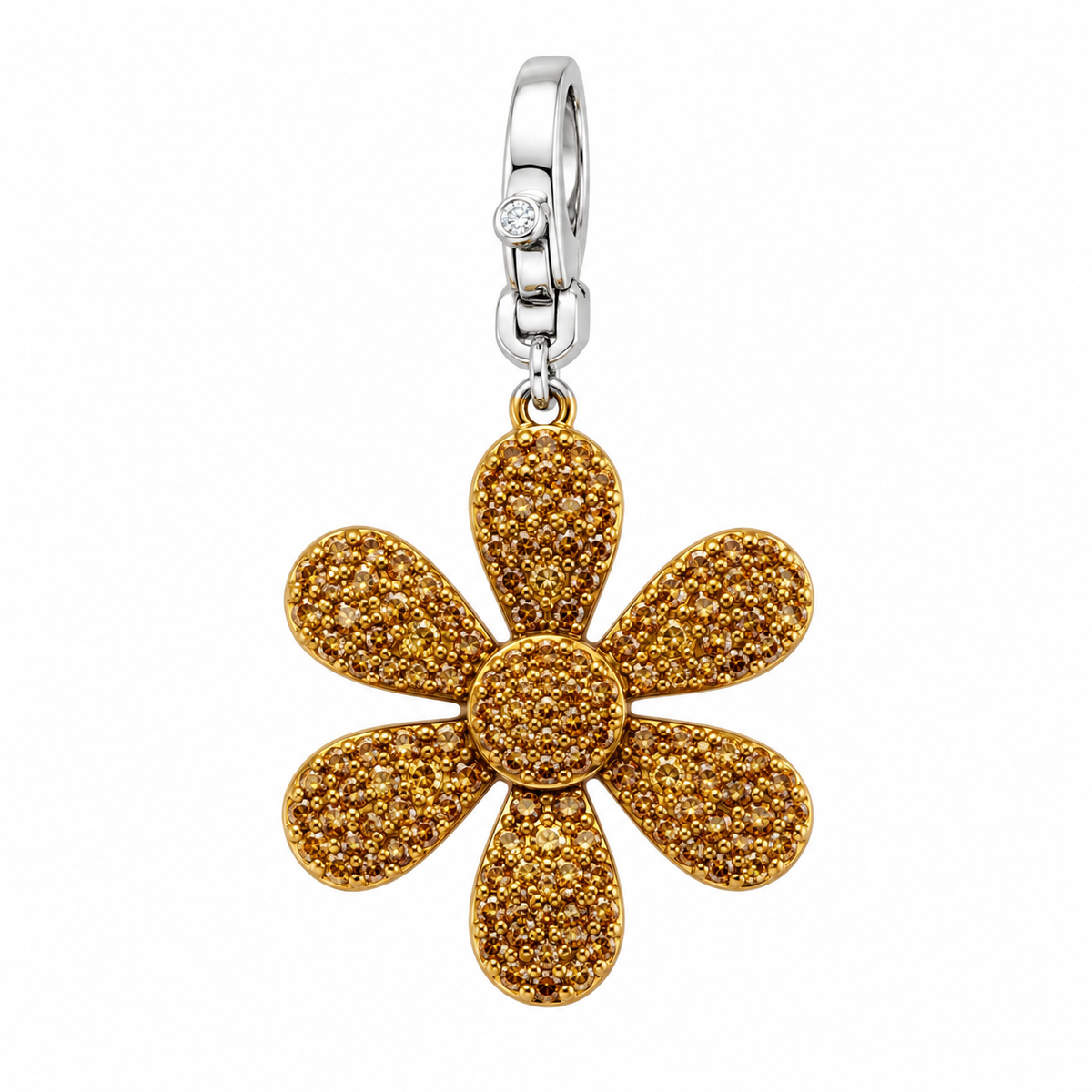 Orange Sapphire Flower Pendant