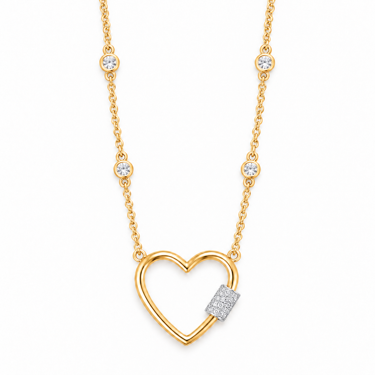 14k heart lock necklace