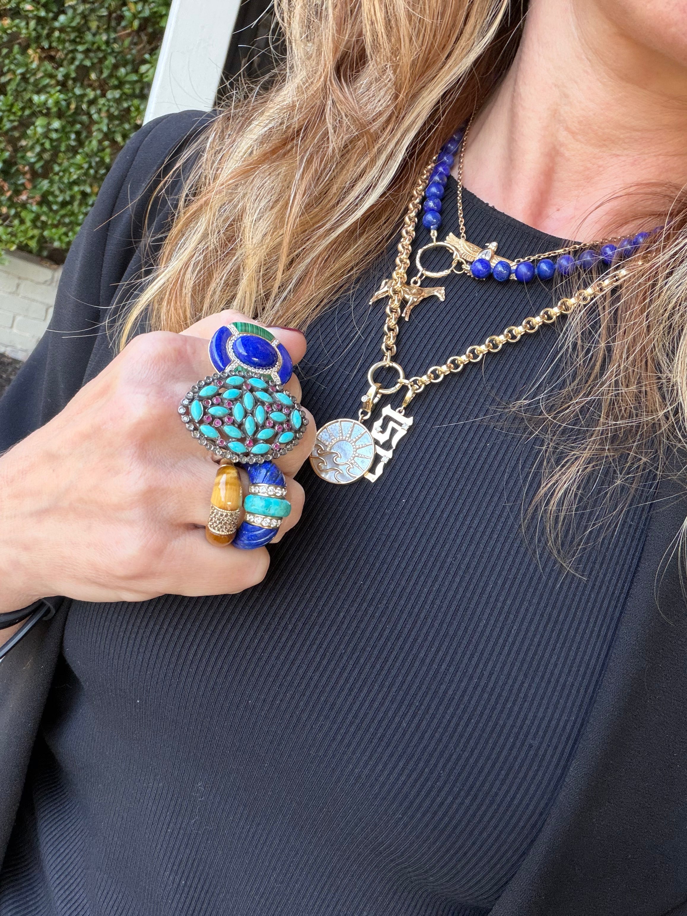 One of a Kind Turquoise & Lapis Ring