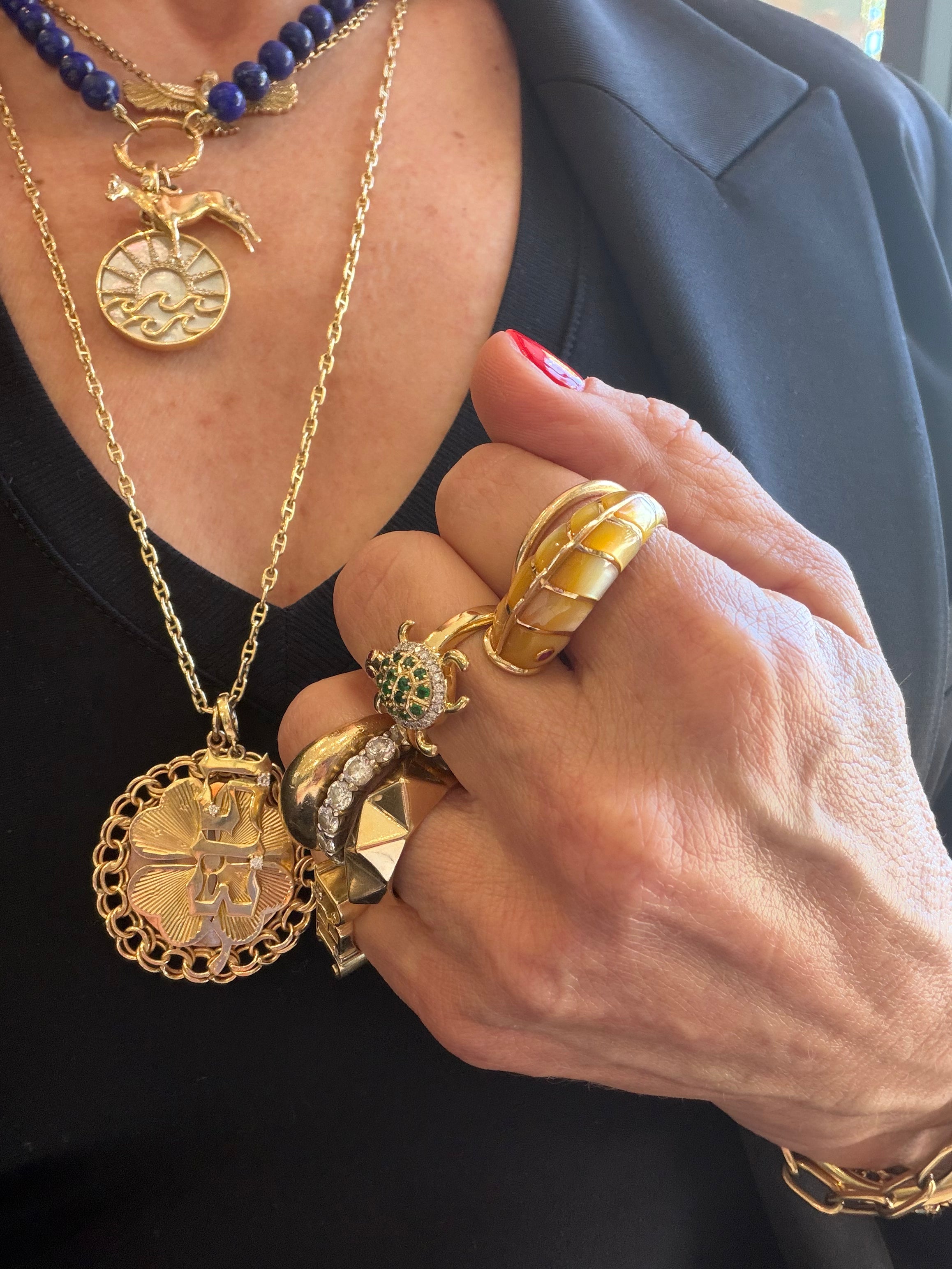 Kayley Diamond & Rhodolite Turtle Ring