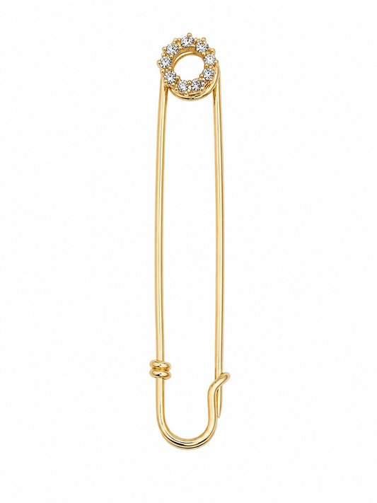 Vintage Parisian Crystal Safety Pin Brooch