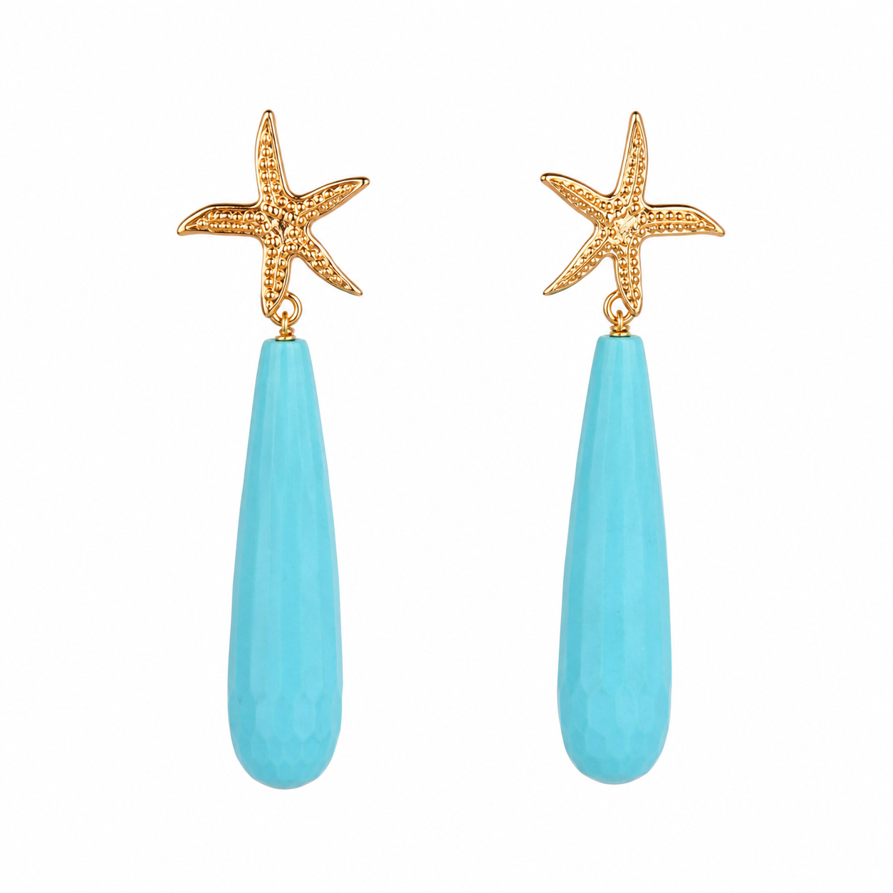Starfish & Turquoise Drop Earrings
