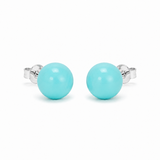 Turquoise Button Stud Earrings