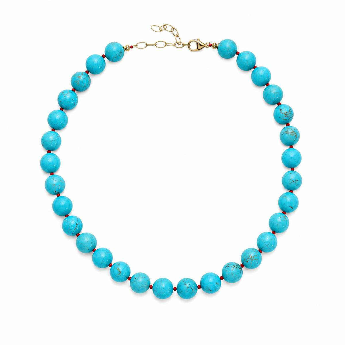 Turquoise & Red Silk Bead Necklace