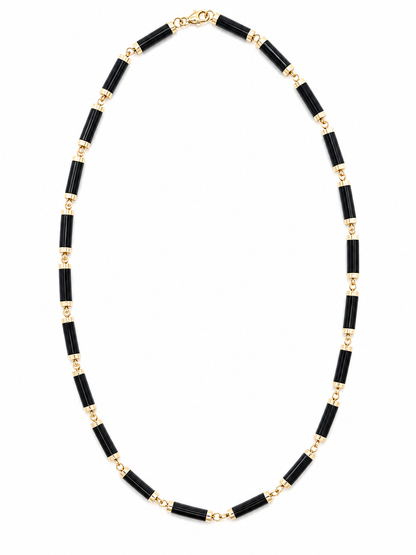 14k Onyx Cylinder Necklace