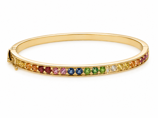 14k Rainbow Sapphire Bangle