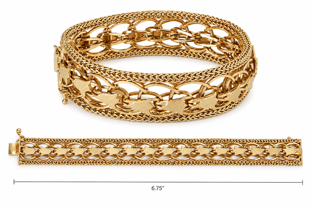 Vintage 14K Gold Woven Link Bracelet