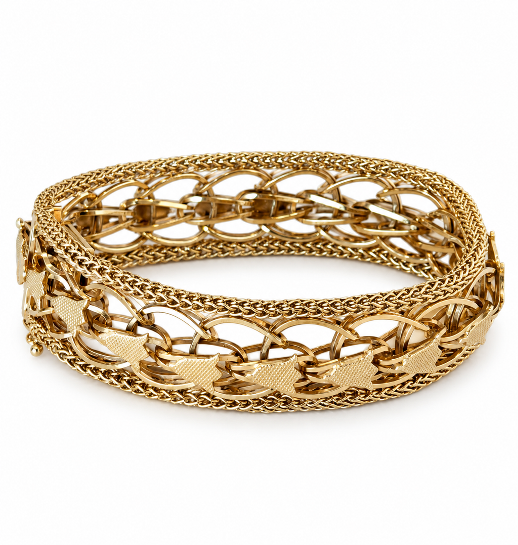 Vintage 14K Gold Woven Link Bracelet