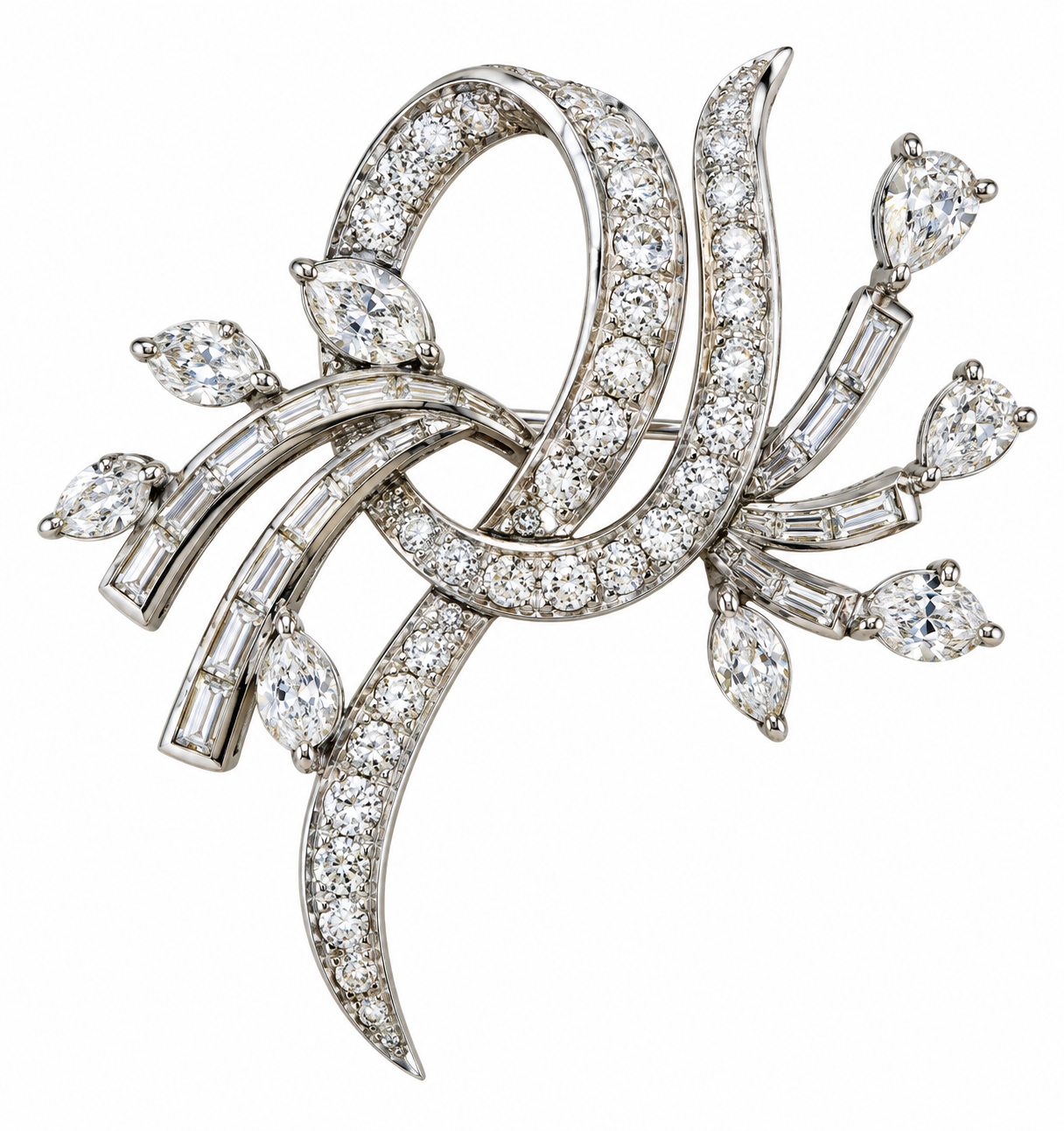 Ceil Vintage Mid-Century Diamond Brooch