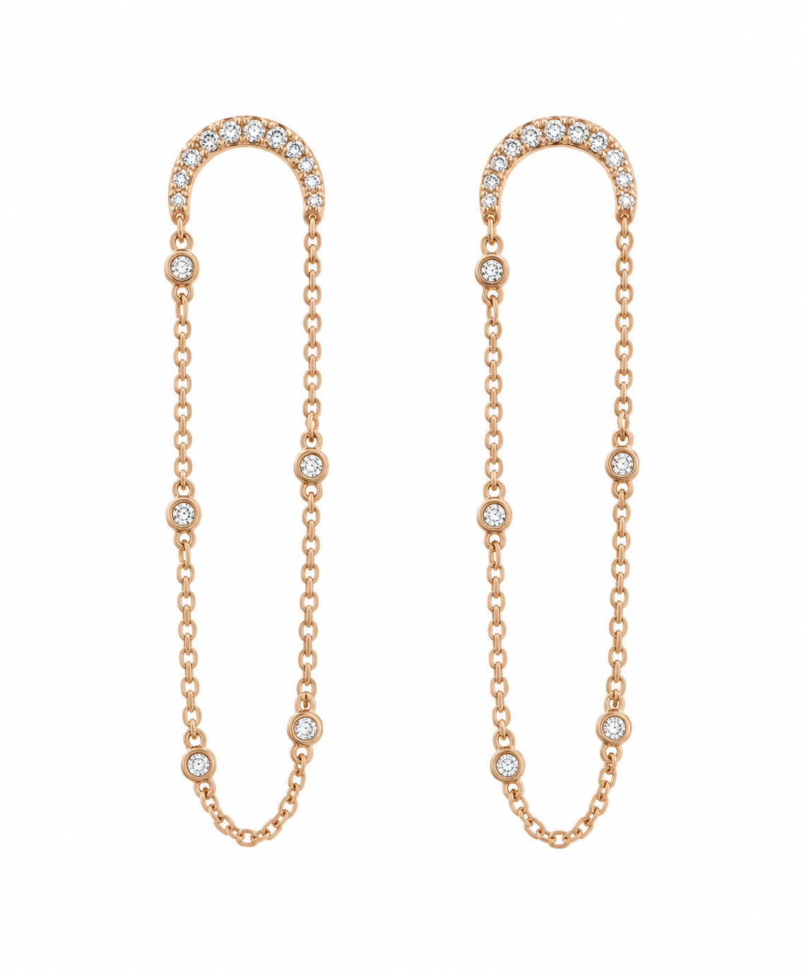 Diamond Chain Drop Earrings